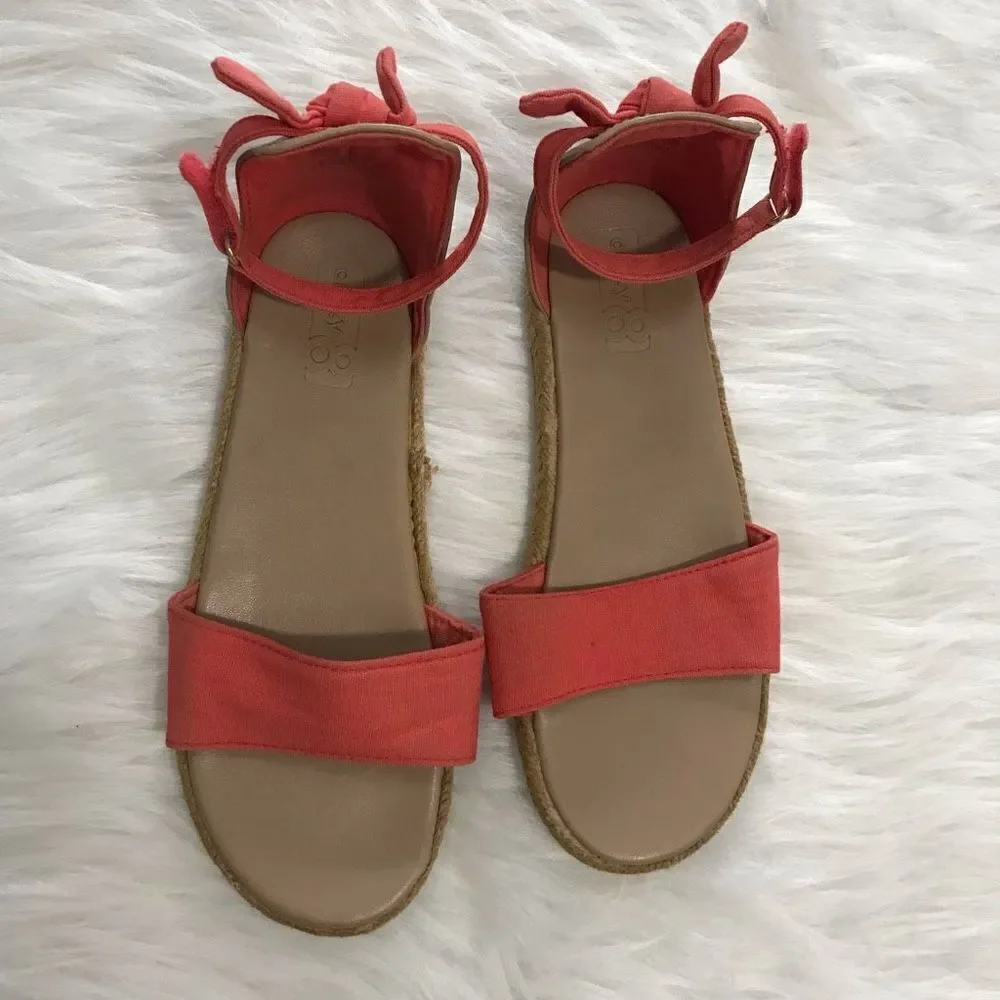 Girls Sandals Size 4 coral pink red open toe‎ dress shoes summer
